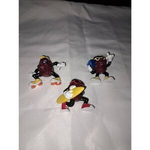 3 Vintage 1988 Applause California Raisin Figurine Toy Skate Boom Box Surf Board